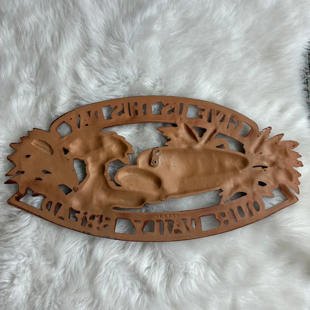 Vintage 1960s Sexton Give Us This Day Our Daily Bread Cast Metal Wall Hanging 15